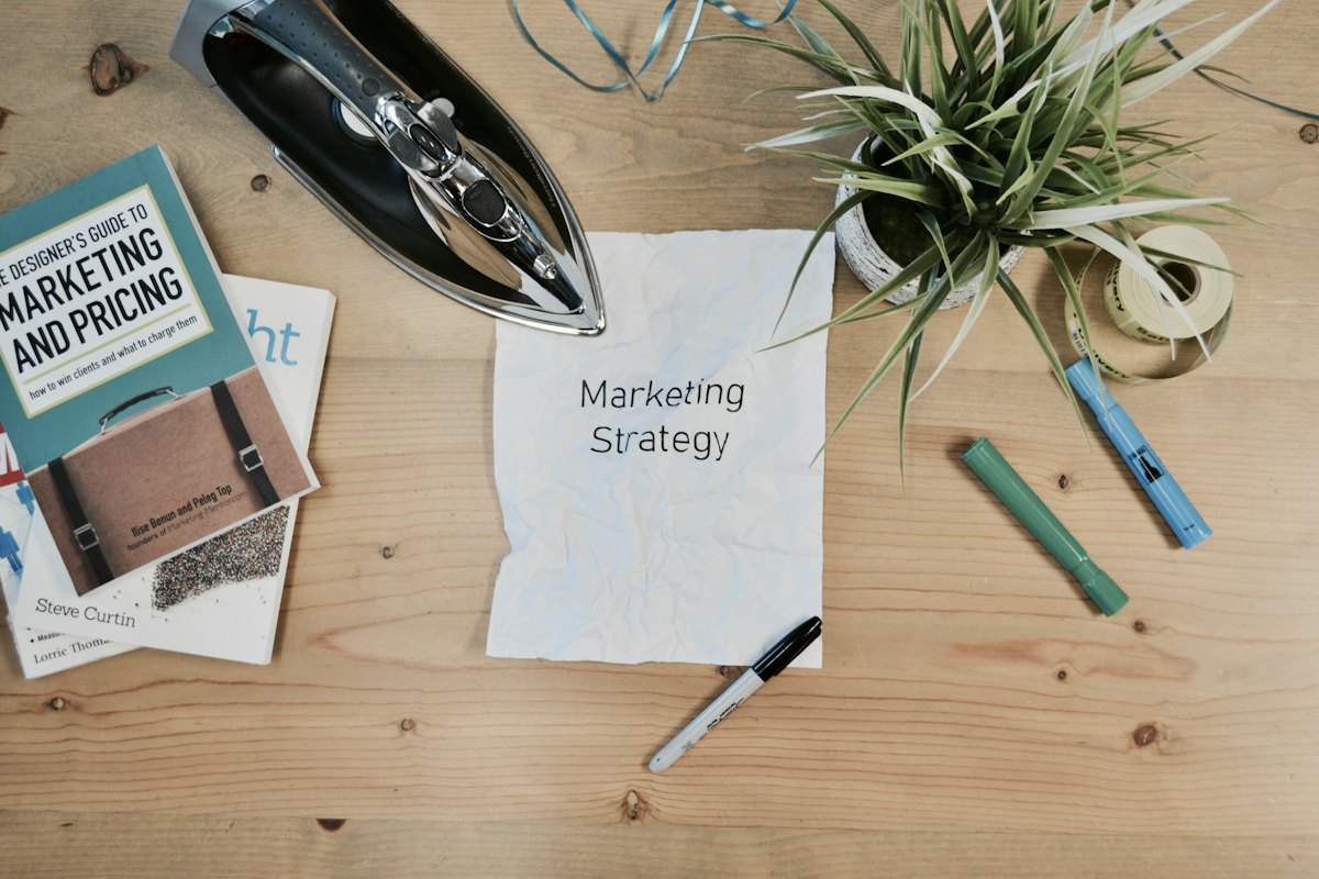 Marketing strategy planning on a desk